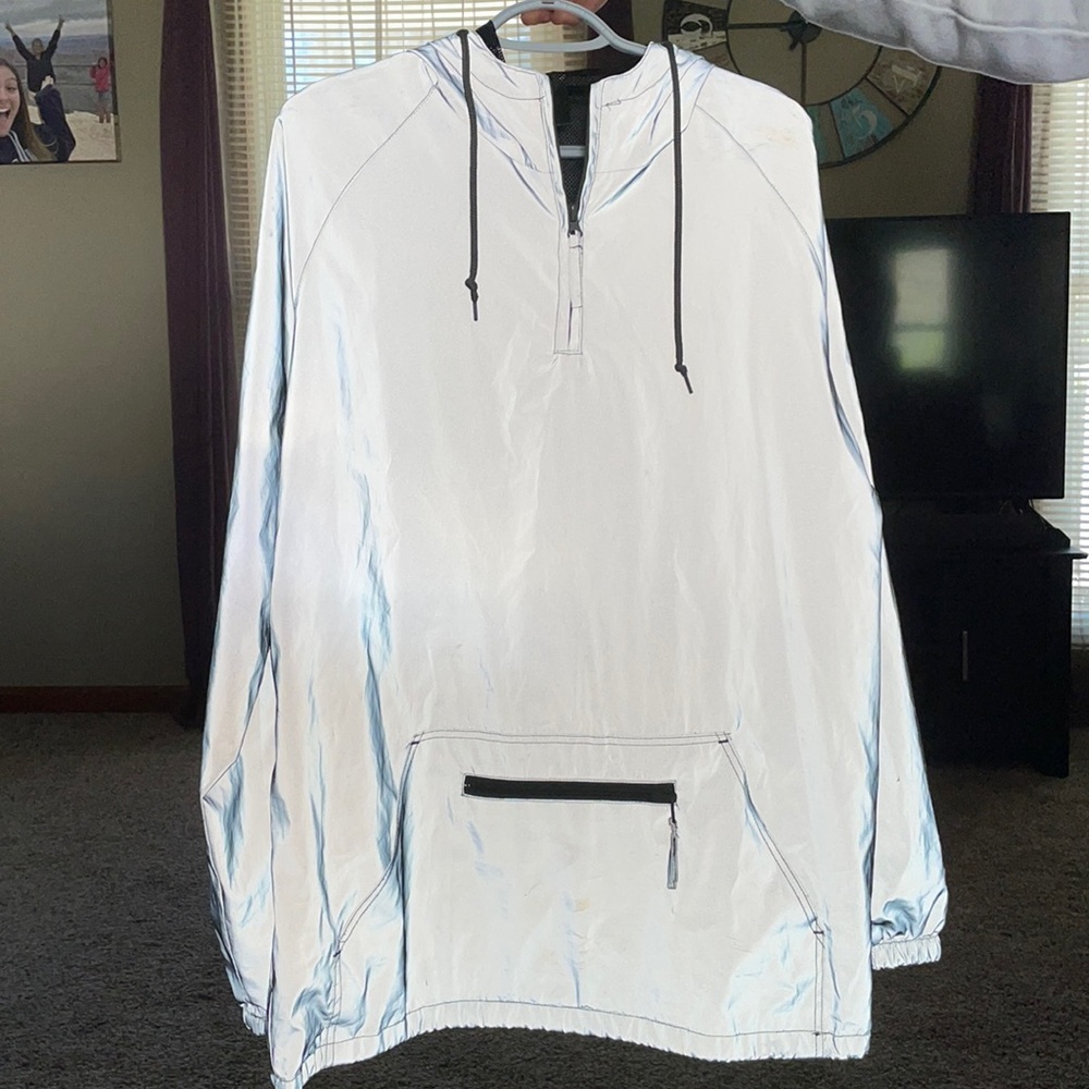 hooded quarter zip reflective jacket size L